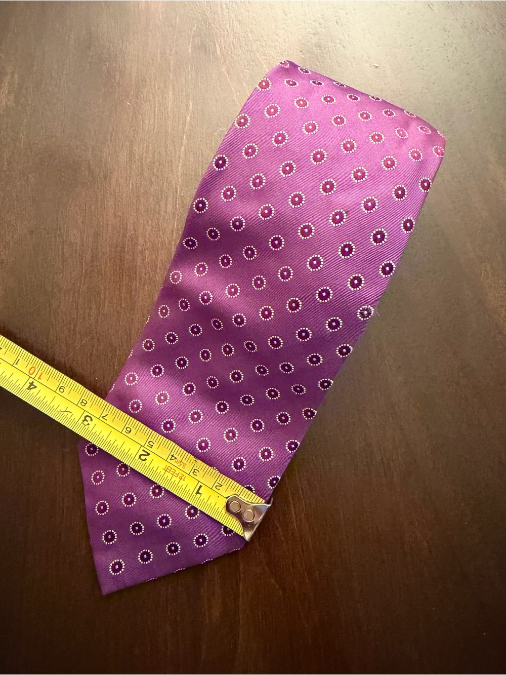 Hugo Boss Purple Men's Silk Tie with Dot Pattern 3” wide - Picture 2 of 4